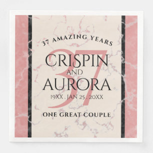 Serviette En Papier Élégant 37e anniversaire du Mariage Alabaster