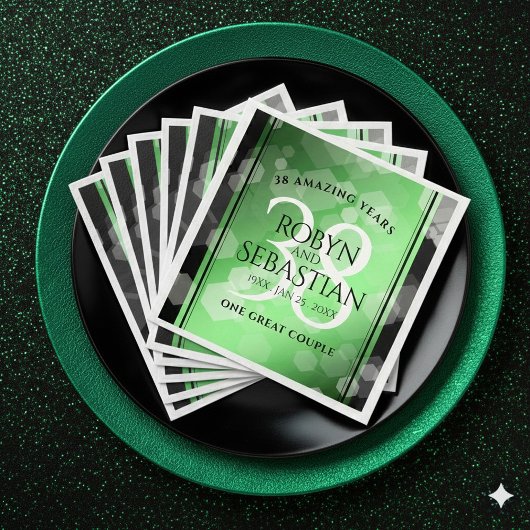 Serviette En Papier Élégant 38e anniversaire du Mariage Emeraude