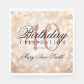 Serviette En Papier Elégant 40e anniversaire Rose Gold Parties scintil (Devant)