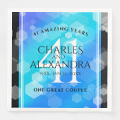 Serviette En Papier Élégant 41ème anniversaire Mariage de Topaz Bleu (Devant)