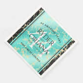 Serviette En Papier Élégant 44ème anniversaire de Mariage turquoise (Coin)