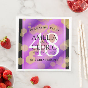 Serviette En Papier Élégant 48e anniversaire de Mariage d'Améthyste