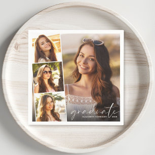 Serviette En Papier Elégant 4 Photo Collage de la fête de graduation