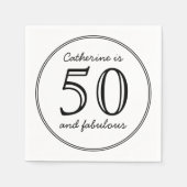 Serviette En Papier Elégant 50 et Fabuleux nom fête d'anniversaire (Devant)