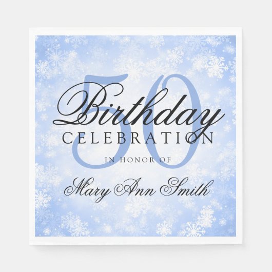 Serviette En Papier Elégant 50e anniversaire Blue Winter Wonderland (Devant)