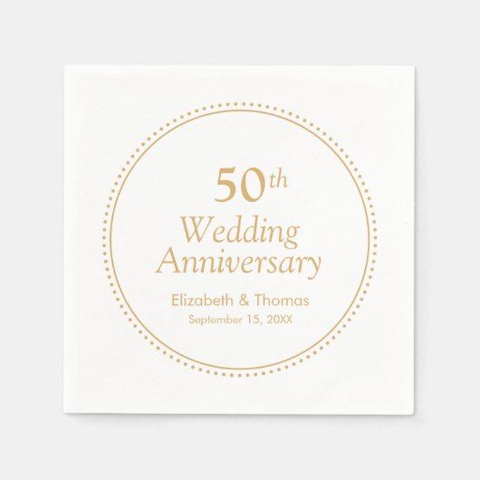 Serviette En Papier Élégant 50e anniversaire de Mariage (Devant)
