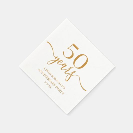 Serviette En Papier Élégant 50e anniversaire de Mariage Champagne (Coin)