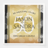 Serviette En Papier Élégant 50e anniversaire de Mariage d'or (Devant)