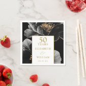 Serviette En Papier Élégant 50e anniversaire Floral Or moderne (En situation)