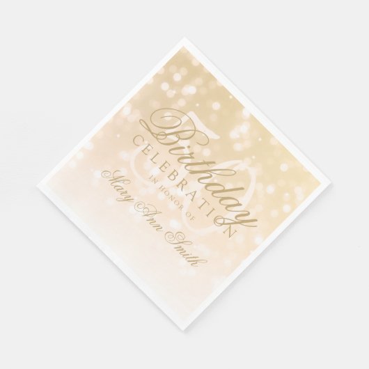 Serviette En Papier Élégant 50e anniversaire Gold Bokeh éclat (Coin)