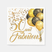 Serviette En Papier Elégant 50e anniversaire Gold Confetti Balloons (Devant)