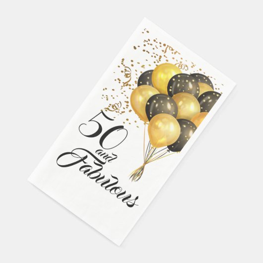 Serviette En Papier Élégant 50e Anniversaire Gold Confetti Texte noir (Coin)