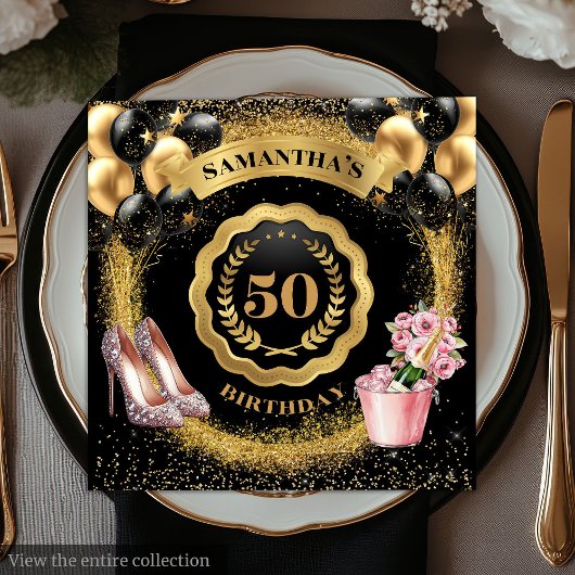 Serviette En Papier Elégant 50e anniversaire serviettes Parties scinti