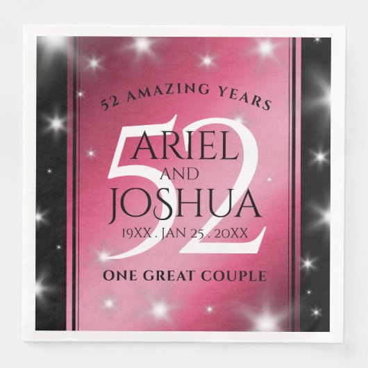 Serviette En Papier Élégant 52ème anniversaire de Mariage de rubis éto (Devant)