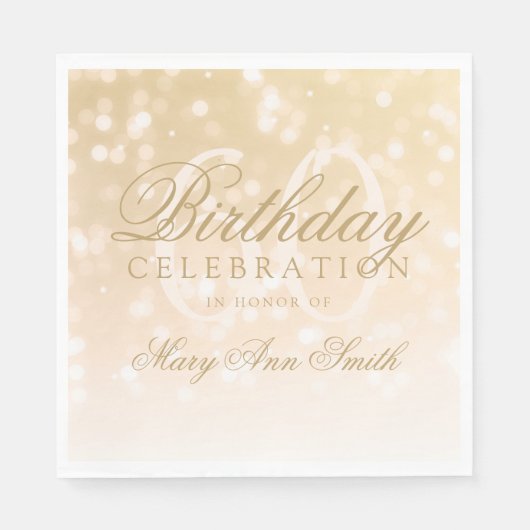 Serviette En Papier Élégant 60e anniversaire Gold Bokeh éclat (Devant)
