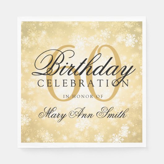 Serviette En Papier Élégant 60e anniversaire Gold Winter Wonderland (Devant)