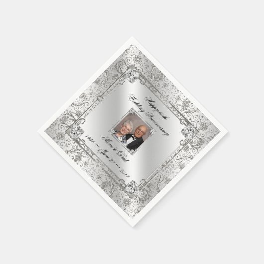 Serviette En Papier Élégant 60e anniversaire Mariage papier Napkin (Coin)