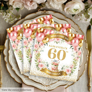 Serviette En Papier Élégant 60e anniversaire Napkins Gold Sparkle Bloo