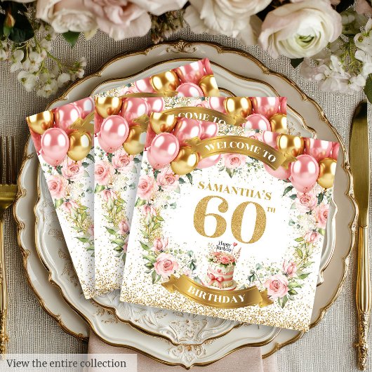 Serviette En Papier Élégant 60e anniversaire Napkins Gold Sparkle Bloo