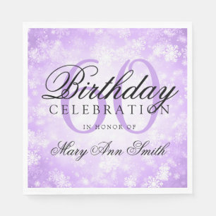 Serviette En Papier Élégant 60e anniversaire Purple Winter Wonderland