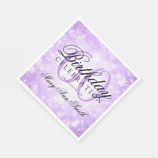 Serviette En Papier Élégant 60e anniversaire Purple Winter Wonderland (Coin)
