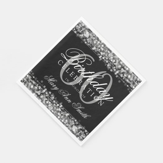 Serviette En Papier Élégant 60e anniversaire Silver Bokeh éclat (Coin)