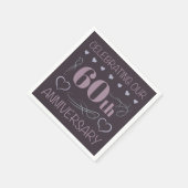 Serviette En Papier Élégant 60ème anniversaire de Mariage violet (Coin)