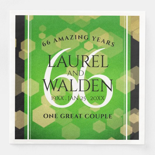 Serviette En Papier Élégant 66ème anniversaire de Mariage Titanite (Devant)