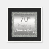 Serviette En Papier Élégant 70e anniversaire d'argent et de diamants (Devant)
