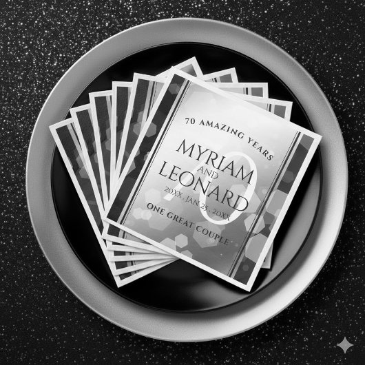 Serviette En Papier Élégant 70e anniversaire de Mariage Platinum