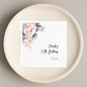 Serviette En Papier Élégant 70e anniversaire Pink Floral Party Papier