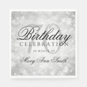 Serviette En Papier Elégant 70e anniversaire Silver Winter Wonderland (Devant)