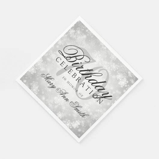 Serviette En Papier Elégant 70e anniversaire Silver Winter Wonderland (Coin)