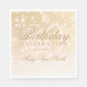 Serviette En Papier Élégant 80e anniversaire Gold Bokeh éclats (Devant)