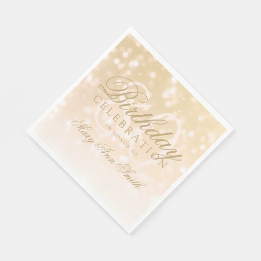 Serviette En Papier Élégant 80e anniversaire Gold Bokeh éclats (Coin)