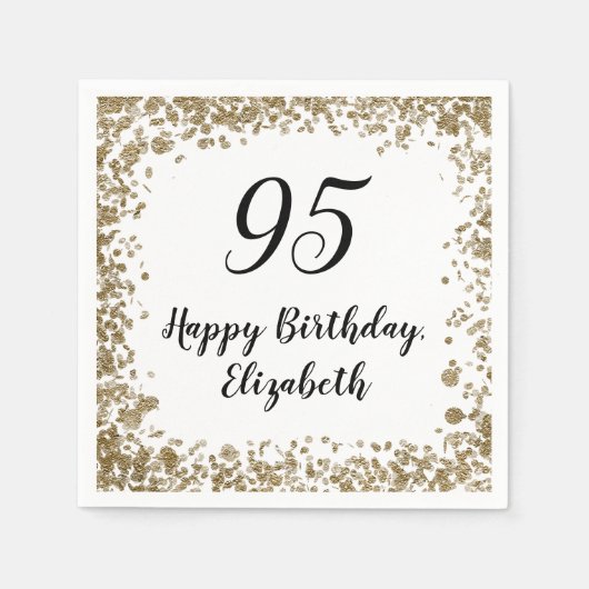 Serviette En Papier Elegant 95th Birthday Napkins With Gold Sequins (Devant)
