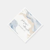 Serviette En Papier Elégant Abstrait Bleu Beige Côte Plage Mariage (Coin)