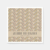 Serviette En Papier Elégant Abstrait Dots Motif Beige Custom Wedding (Devant)