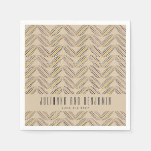 Serviette En Papier Elégant Abstrait Dots Motif Beige Custom Wedding