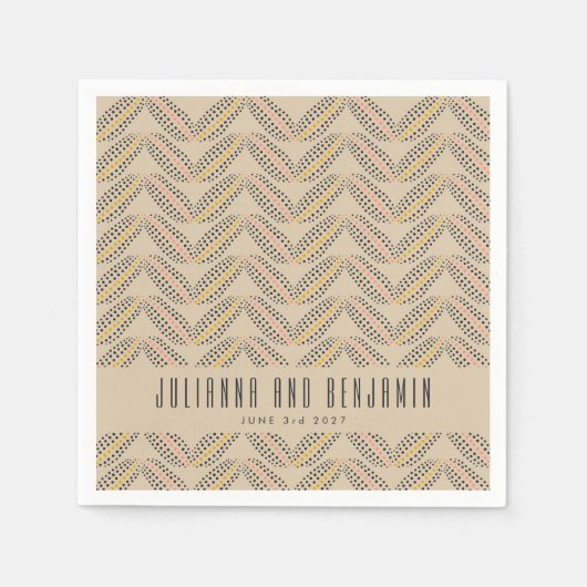 Serviette En Papier Elégant Abstrait Dots Motif Beige Custom Wedding (Devant)