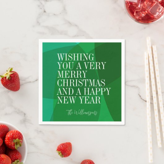 Serviette En Papier Élégant Abstrait Green Festive Noël personnalisé (En situation)
