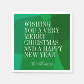 Serviette En Papier Élégant Abstrait Green Festive Noël personnalisé (Devant)