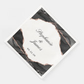 Serviette En Papier Élégant Agate noir blanc Rose or Mariage d'huile (Coin)