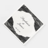 Serviette En Papier Élégant Agate noir Mariage à huile d'argent (Coin)