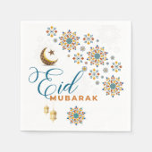 Serviette En Papier Élégant Aïd Moubarak Calligraphie Lune Étoiles (Devant)
