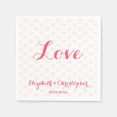 Serviette En Papier Élégant amour Coeurs roses Mariage Anniversaire fê (Devant)
