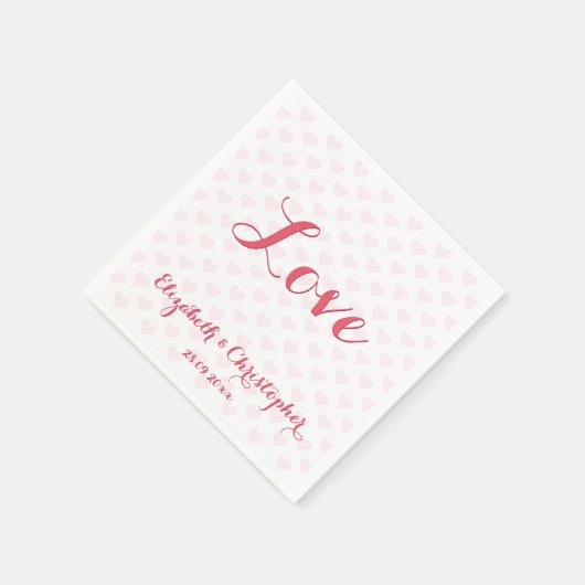 Serviette En Papier Élégant amour Coeurs roses Mariage Anniversaire fê (Coin)