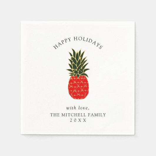 Serviette En Papier Élégant ananas de Noël tropical (Devant)