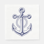 Serviette En Papier Elégant Ancre nautique marin Mariage bleu marine (Devant)
