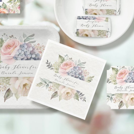 Serviette En Papier Élégant anglais pays rose Rose Rose Baby shower fi